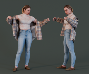 Casual Chic - Girl Adjusting Oversized Shirt
