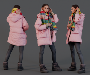 Winter Comfort - Girl in Pink Down Jacket