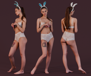 Playful Charm - Bunny Girl in Lace