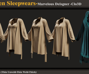 5 Women Sleepwear-MD-Clo3D-ZPRJ-FBX - OBJ