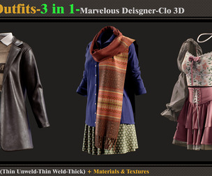 3 in 1 Girls Outfits-Models+Mterial