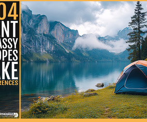 404 Tent on Grassy Slopes by Lake