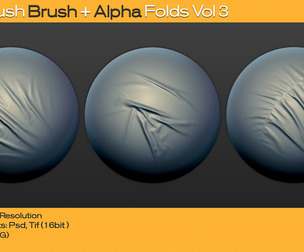 60 ZBrush Brush + Alpha Folds Vol 03