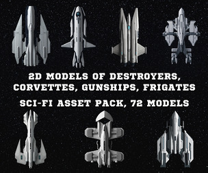 2D Models of Destroyers, Corvettes, Gunships, Frigates - Asset Pack