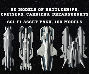 2D Models of Cruisers, Battleships, Carriers, Dreadnoughts - Asset Pack