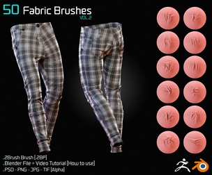 50 Fabric Brushes - Blender & ZBrush - Vol.02