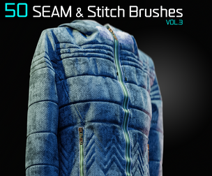 50 Seam & Stitch Brushes - Blender & ZBrush - Vol. 3