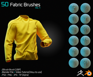 50 Fabric Brushes - Blender & ZBrush - Vol..4
