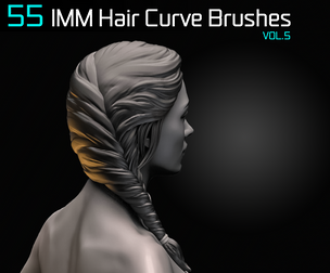 55 IMM Hair Curve Brushes For ZBrush - Vol. 5