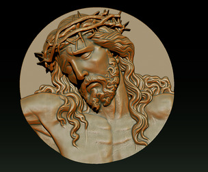 Jesus Face Bas Relief