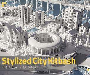 415 Stylized City Elements – Kitbash Collection