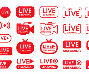Live streaming symbol set Online broadcast icon concept of live streaming
