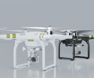 Low poly DJI Phantom 3 Pro black and white edition