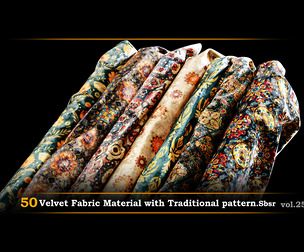 50 Velvet Fabric Material With Traditional pattern.SBSR.Vol25