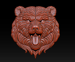 Wild bear head sculpture necklace pendant
