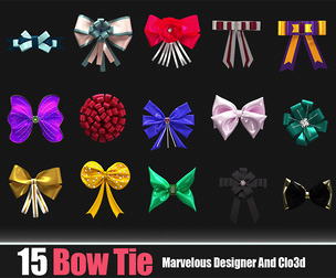 15 BowTie Accessories (CLO3D, MD PROJECTS+OBJ+FBX+TRM) Vol 01