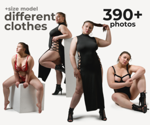 390+ Plus-Size Female Model Poses - Different Clothing and Lingerie