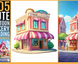 505 cute cartoon bakery building