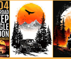 404 Offroad Jeep with Eagle and Moon