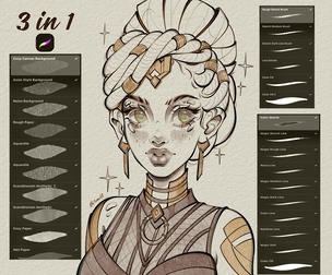 😻 3 in 1 | Gradient Line Art Brushes+ Base Line Art brushes+ ADD RAIN Texture Brushes | PROCREATE