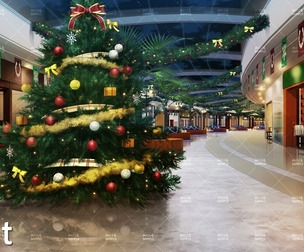 4 Christmas BG Animations - "Shopping mall passage"