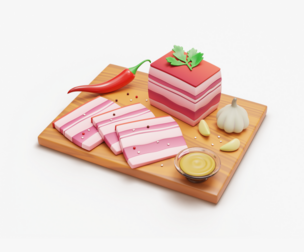 Stylized Pork Salo on a Cutting Board