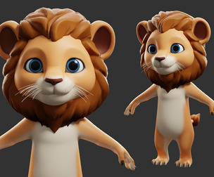 Cartoon Lion  - Topology + UV Map
