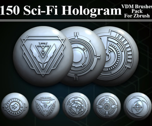 150 Sci -Fi Hologram VDM Brushes Pack for Zbrush
