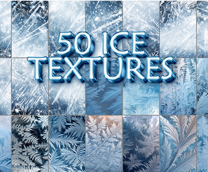 50 Ice Textures, Frost Overlays, Frozen Winter Cracked Background