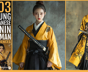 303 Young Japanese Ronin Woman in Yellow and Black