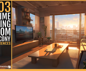 303 Anime Living Room with Balcony