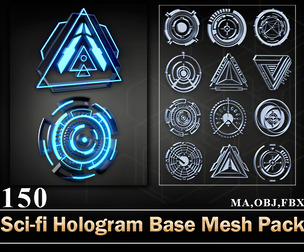 150 Sci-fi Hologram Base Mesh Pack