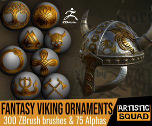 Fantasy Viking Ornaments Maker 300 ZBrush brushes and 75 alphas