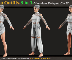 3 in 1 Hip-Hop Outfit-Models+Materials