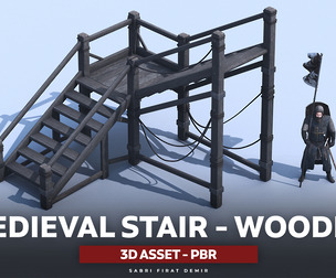Medieval Stair 3D Asset PBR 3D Model - High-Quality Medieval Staircase