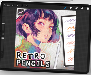 60 Retro Pencil Brushes for Procreate, Paper Textures, Sketch Brushes