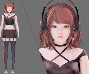 Emo Clothing 0004 - UE5 - Unity - Blender - Animated - Realistic Female Character