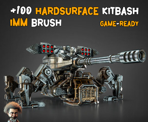 100 HardSurface Kitbash and IMM Brush   Vol 02