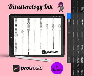 Clothing Zippers Set 1 Procreate Brush Stamps, 44 Zips