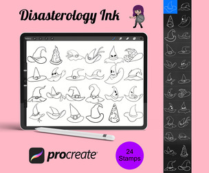 Witch / Wizard Hats Set 1 Procreate Brush Stamps, 24 Hats
