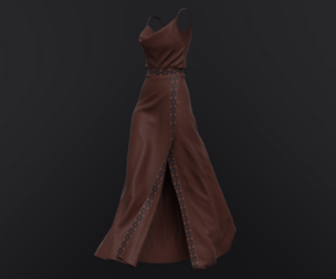 brown draped dress