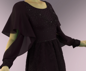 Burgundy Jeweled Evening Dress With Lace