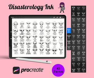 Aliens Set 1 Procreate Brush Stamps, 40 Aliens