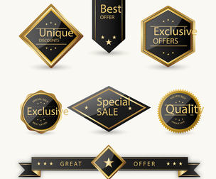 Collection Exclusive Sticker Offers, Luxury Sale, Offer Banners,  Elegant Design, EPS File