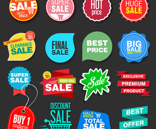 Colorful Promotional Sale Stickers, vector illustration collection,  EPS fle