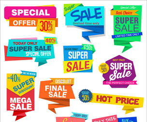 Sale Stickers, Colorful Banners, Tag Discounts Promotions, Marketing Campaigns, EPS File