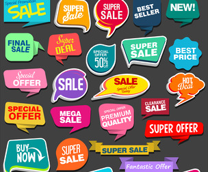 Sale Stickers, Tags Colorful, Collection Discount, Sale Promotion Speech Bubbles,  Labels, EPS File