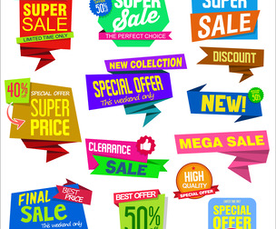 Sale Stickers, Tags Colorful, Vibrant Sale Banners Featuring Special Discounts Offers, EPS File