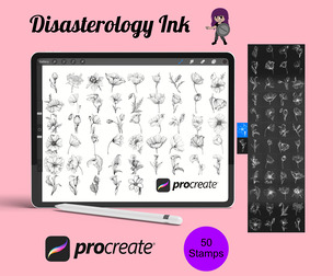 Floral Flower Set 15 Procreate Brush Stamps, 50 Floral Stamps
