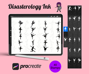 Ballet Ballerina Figure Poses Set 1 Procreate Brush Stamps, 40 Poses